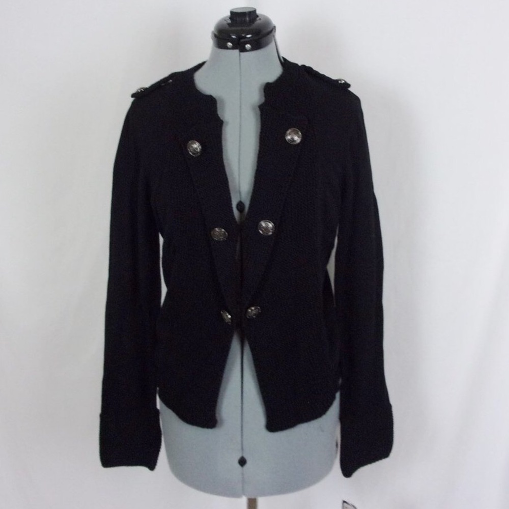 INC Cardigan Cotton Sweater Black Medium NWT